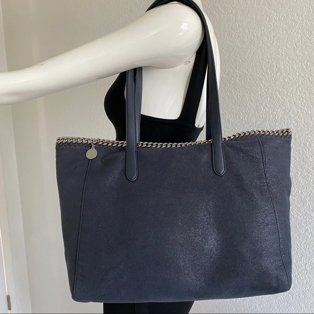 Stella McCartney navy Falabella Shaggy Deer Tote Bag